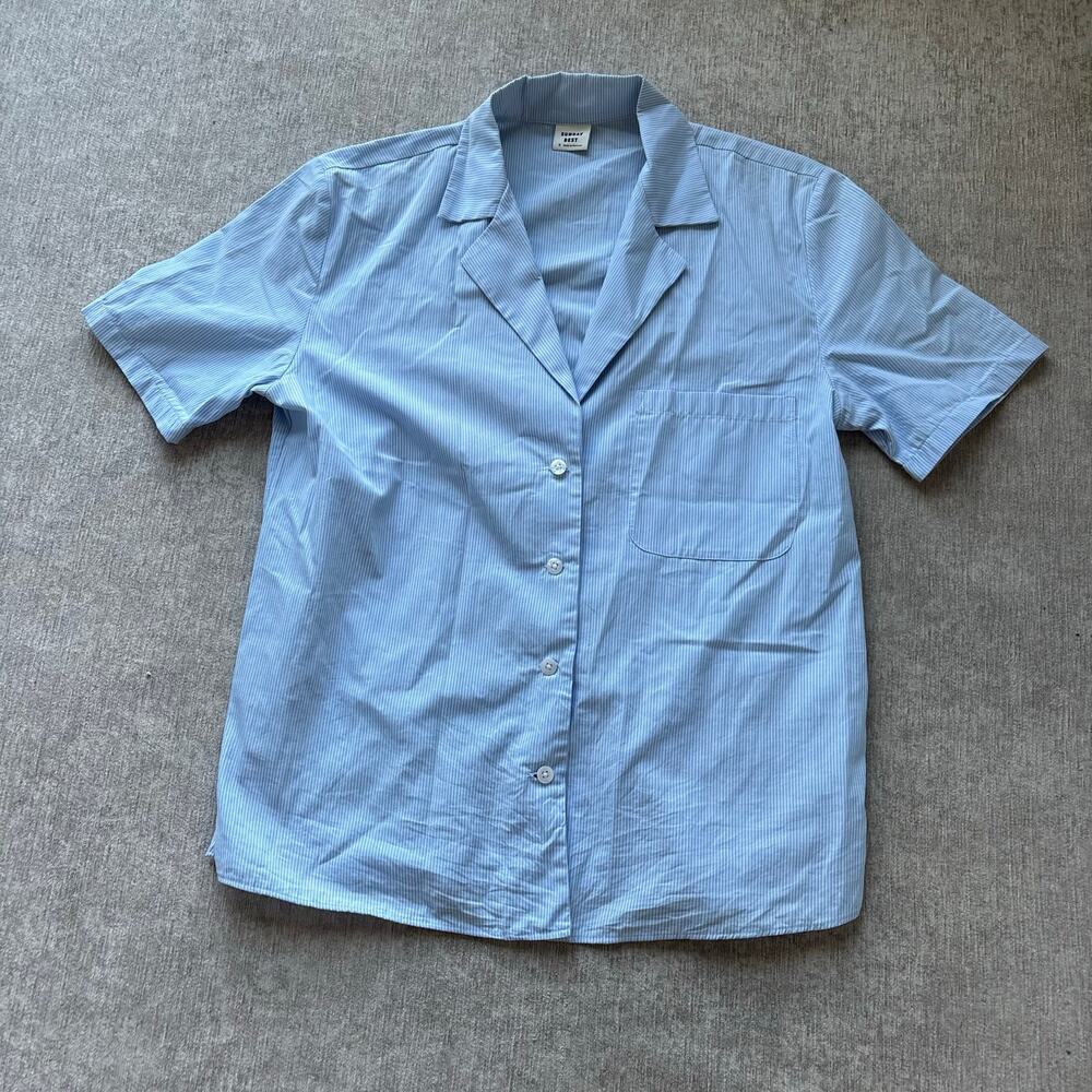 Aritzia Blue Striped Polo Top